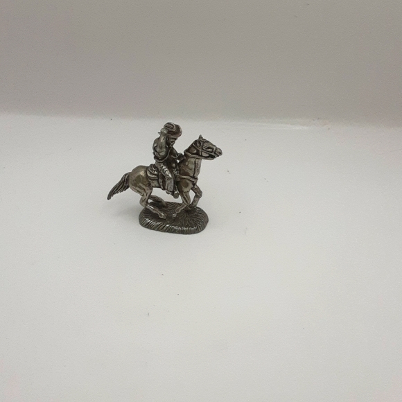 Vintage Pewter Mini Cowboy on Horse 2.5" X 3" - Picture 1 of 7